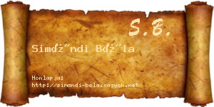 Simándi Béla névjegykártya